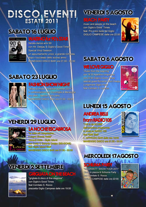 Disco Eventi 2011 Isola del Giglio