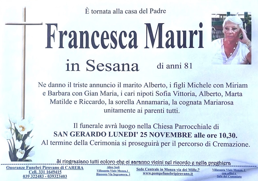 necrologio francesca mauri sesana isola del giglio giglionews